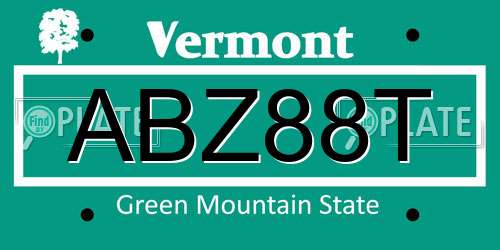 ABZ88T Vermont License Plate