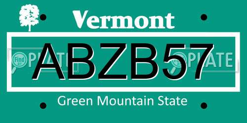 ABZB57 Vermont License Plate