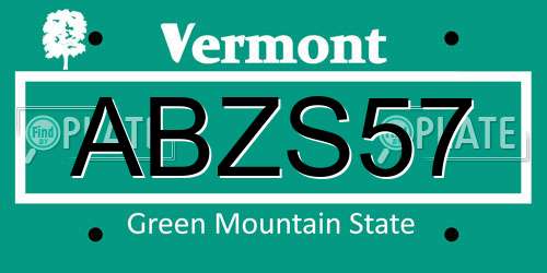 ABZS57 Vermont License Plate