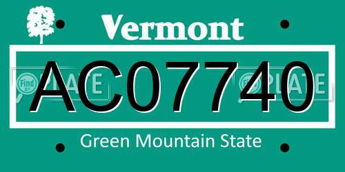 AC07740 Vermont License Plate