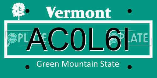 AC0L6I Vermont License Plate