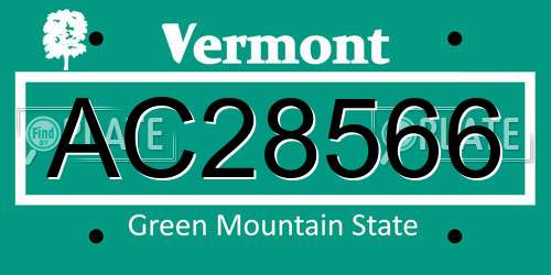 AC28566 Vermont License Plate