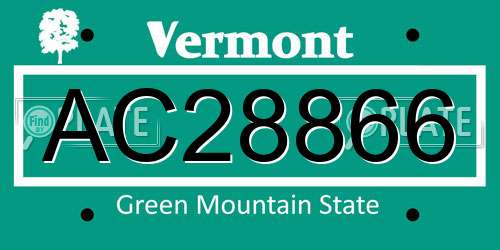 AC28866 Vermont License Plate