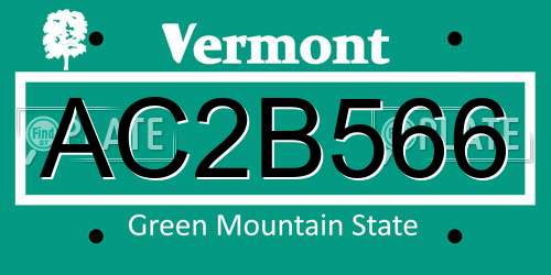 AC2B566 Vermont License Plate