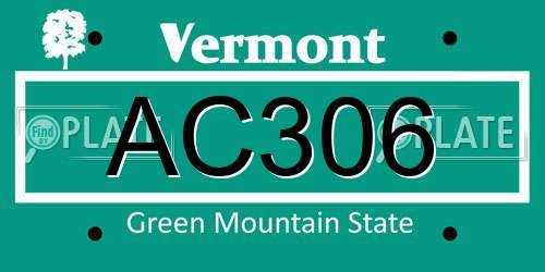 AC306 Vermont License Plate