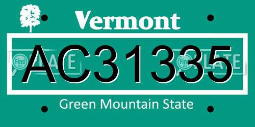 AC31335 Vermont License Plate