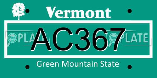 AC367 Vermont License Plate