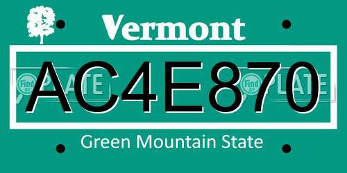 AC4E870 Vermont License Plate