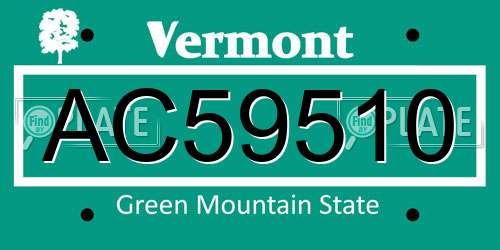 AC59510 Vermont License Plate