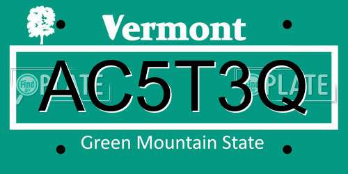 AC5T3Q Vermont License Plate