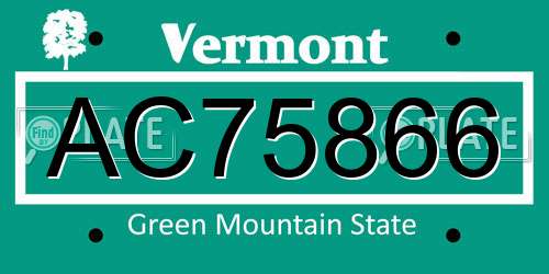 AC75866 Vermont License Plate