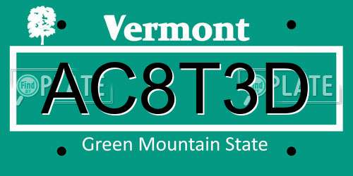 AC8T3D Vermont License Plate