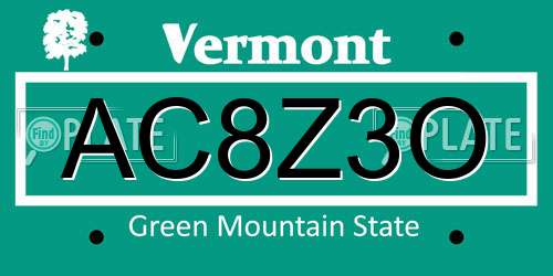 AC8Z3O Vermont License Plate