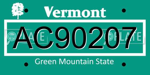 AC90207 Vermont License Plate