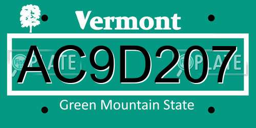 AC9D207 Vermont License Plate