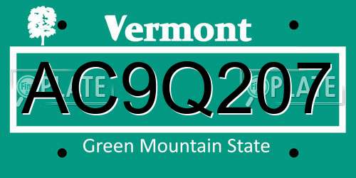 AC9Q207 Vermont License Plate