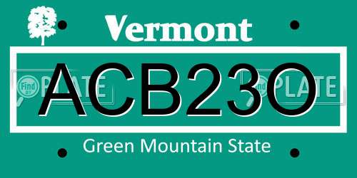 ACB23O Vermont License Plate