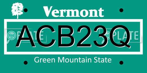 ACB23Q Vermont License Plate