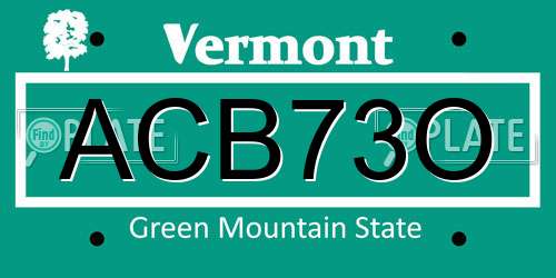 ACB73O Vermont License Plate