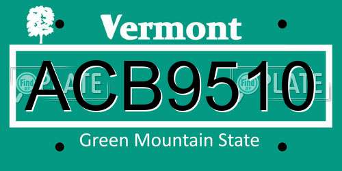 ACB9510 Vermont License Plate
