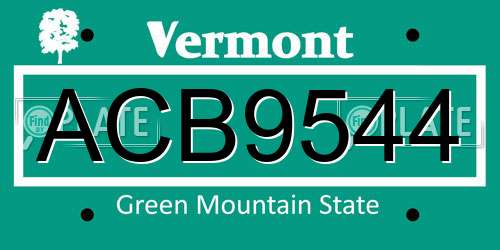 ACB9544 Vermont License Plate