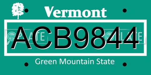 ACB9844 Vermont License Plate