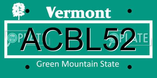 ACBL52 Vermont License Plate