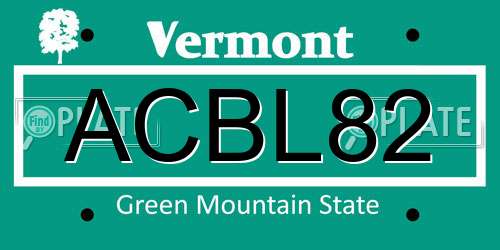 ACBL82 Vermont License Plate