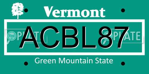 ACBL87 Vermont License Plate