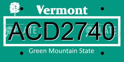 ACD2740 Vermont License Plate