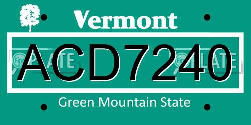 ACD7240 Vermont License Plate