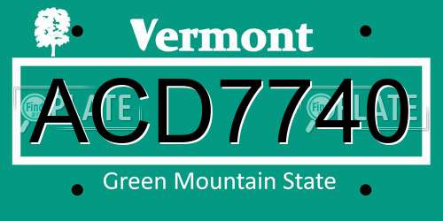 ACD7740 Vermont License Plate