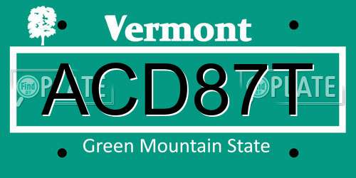 ACD87T Vermont License Plate