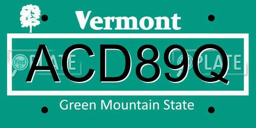 ACD89Q Vermont License Plate