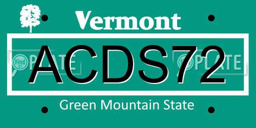 ACDS72 Vermont License Plate