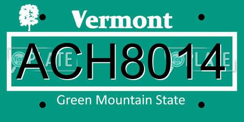 ACH8014 Vermont License Plate