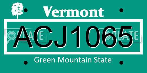 ACJ1065 Vermont License Plate