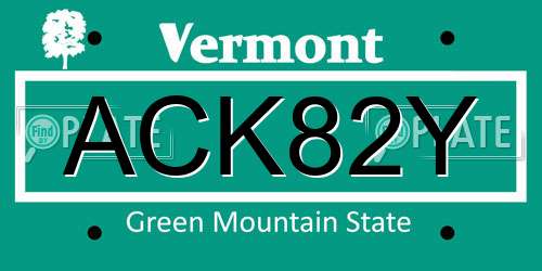 ACK82Y Vermont License Plate