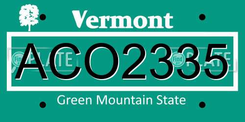 ACO2335 Vermont License Plate