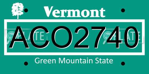 ACO2740 Vermont License Plate