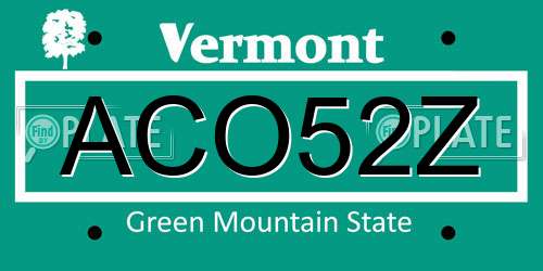 ACO52Z Vermont License Plate
