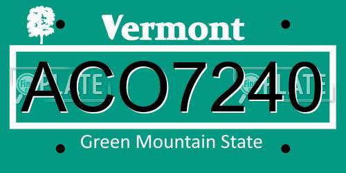 ACO7240 Vermont License Plate