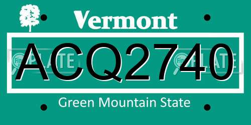 ACQ2740 Vermont License Plate