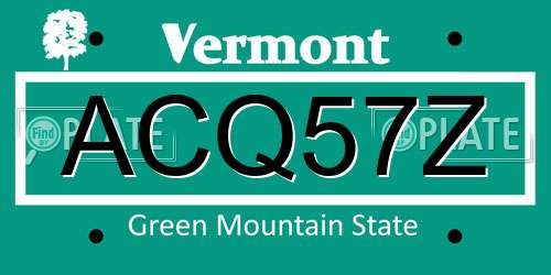 ACQ57Z Vermont License Plate
