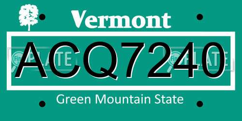 ACQ7240 Vermont License Plate