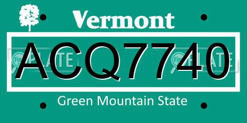 ACQ7740 Vermont License Plate