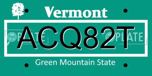 ACQ82T Vermont License Plate