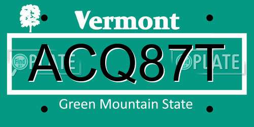 ACQ87T Vermont License Plate