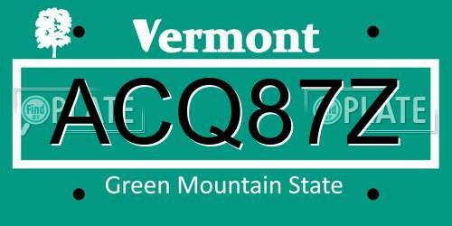 ACQ87Z Vermont License Plate