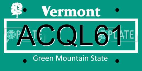 ACQL61 Vermont License Plate